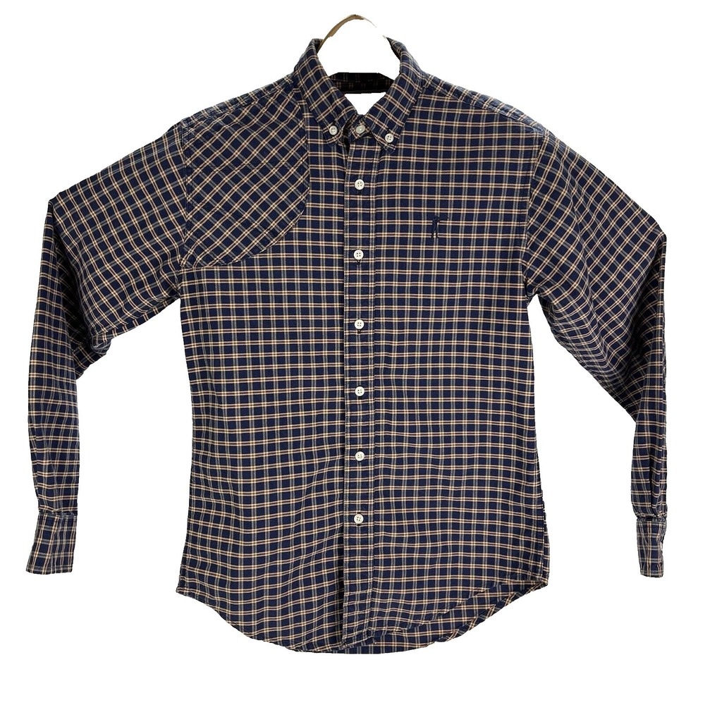 Ball & Buck Blue Red & Brown Plaid L/S Cotton Button Down Hunters Mens Small S‎